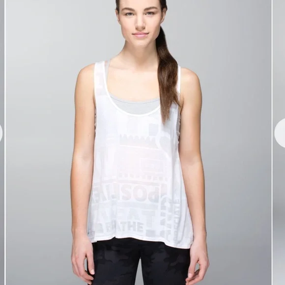 Lululemon Next To Nothing Tank Exploded Manifesto Pop Block Burnout White - Picture 3 of 11